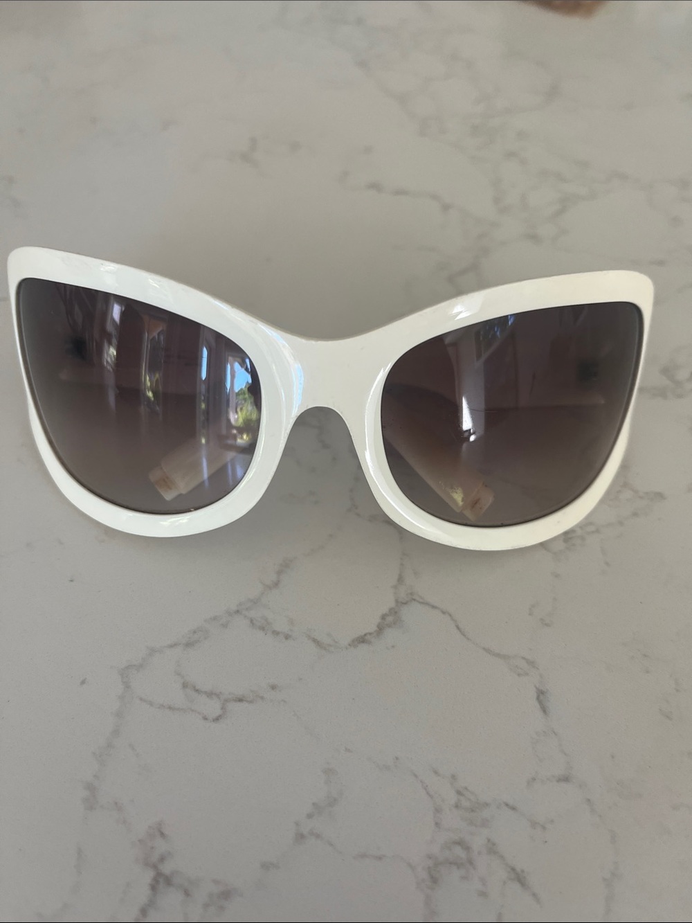 Spy wrap around plastic white sunglasses